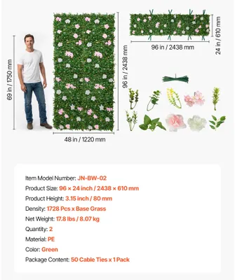 Productafbeelding van Kunstbloemenwand, geschikt voor huisdieren, eenvoudige installatie, 2 stuks van 60x240 cm