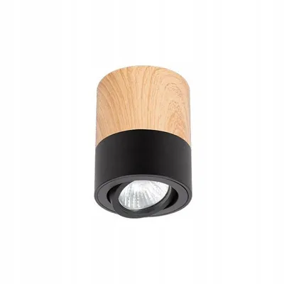 Produktbild von MasterLED Aufbaustrahler Deckenleuchte GU10 rund 9W Schwarz Holz schwenkbar