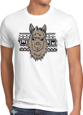 Produktbild von style3 Alpaca Muster Herren T-Shirt aztek lama alpaka nerd hipster einhorn