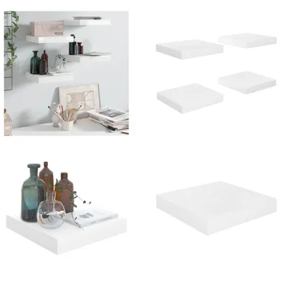 Obrázok produktu pre vidaXL Plávajúce police 4 ks. Vysoký lesk biely 23x23,5x3,8 cm MDF - Nástenná polica - Nástenné police - Plávajúca nástenná polica - Plávajúca nástenná polica