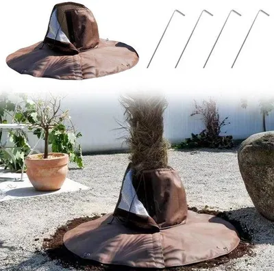 Produktbild von Unyqoos® Winterschutzhaube für Pflanzen, wiederverwendbar, atmungsaktives reißfestes Vlies 30 x 30 cm mit Kordelzug & 4 Erdankern – Schutz vor Frost und Wind