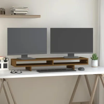 Produktbild von vidaXL Monitorständer Honigbraun 100x27x14 cm Massivholz Kiefer