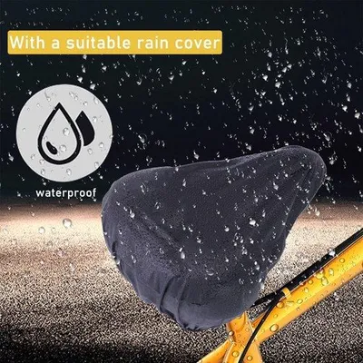 Produktbild von Famanu Fahrradsattelbezug aus weichem Gel, gepolstert, mit wasserdichter Abdeckung, 27,5 x 23,5 cm, für Fitness- und Mountainbikes (blau)