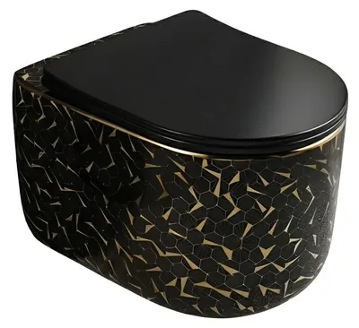 Zdjęcie produktu dla Miska WC Wisząca Corciano Nexa Midnight Gold Czarno-Złota Mozaika 52x37x30 cm