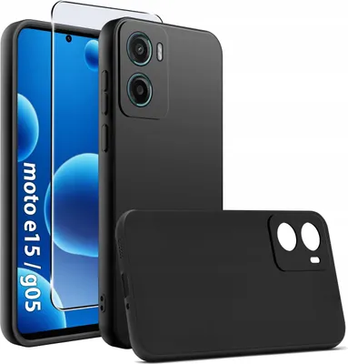 Obrázok produktu pre Čierne matné silikónové tenké puzdro pre Motorola E15 | G05 + 9H SKLO