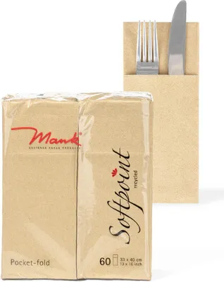 Produktbild von Softpoint "Pub" Besteckservietten Recycled Braun, 40 x 33 cm, 50 Stück - Mank