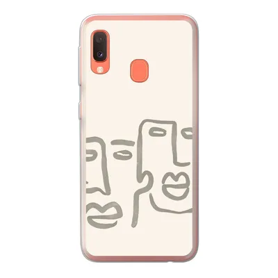 Produktbild von MuchoWow® Handyhülle Schutzhülle Hülle für Samsung Galaxy A20e Gesicht - Abstrakt - Strichzeichnung Silikon Softcase Handy Hülle - Abdeckung