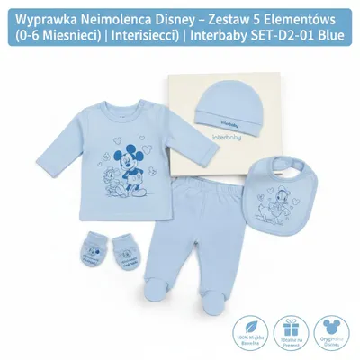 Productafbeelding van Disney babyuitzet - 5-delige set (0-6 maanden) | Interbaby SET-D2-01 Blue, AI-gegenereerde afbeelding