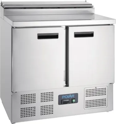 Obrázok produktu pre Pizza/šalátový stôl Polar s nerezovou doskou, 2-dverový