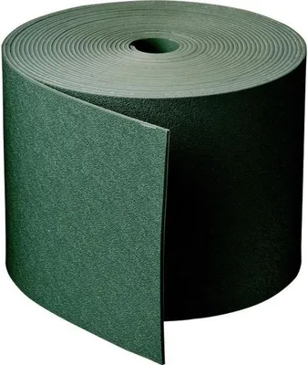 A roll of green landscape edging is shown, with a portion unrolled.