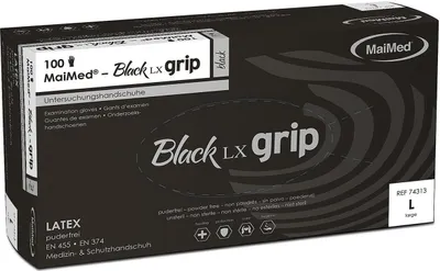 Produktbild von MaiMed Untersuchungshandschuhe Black LX grip puderfrei L
