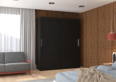 Obrázek produktu pro Šatní skříň s posuvnými dveřmi 180 cm DAFRIA - černá