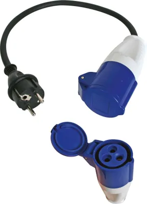 Produktbild von Perel Adapterleitung, H07RN-F 3G1.5, 0.4 m, 16 A/230 V, 3680 W, Typ E/F auf CEE, für innen und