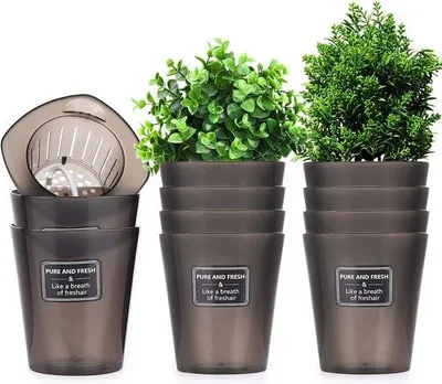 Produktbild von Unyqoos® 10er-Set selbstbewässernde Kräutertöpfe – atmungsaktive Anzucht- & Küchenpflanzgefäße 11,5×10,8×7,8 cm, hochwertig, mit Bewässerungsdocht & Drainage