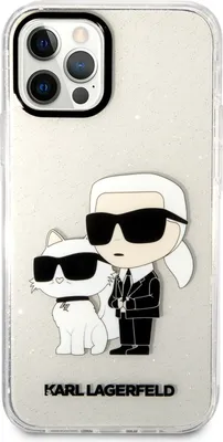 Productafbeelding van Etui Karl Lagerfeld Klhcp12Mhnkctgt Voor Iphone 12 / 12 Pro - Transparente, Hardcase Met Glitter, Karl & Choupette Design