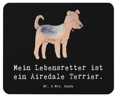 Produktbild von Mr. & Mrs. Panda Mauspad Airedale Terrier Lebensretter - Schwarz - Geschenk, pc, laptop mousepad, Mouse Pad