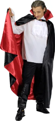 Produktbild von K31272537-Länge 130 cm schwarz-rot Damen Herren Vampirumhang Stehkragen Länge 130 cm