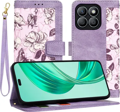 Produktbild von Techsuit FlipCraft Book Wallet Klapphülle mit Kabel für HONOR X8b - Mysterious Purple