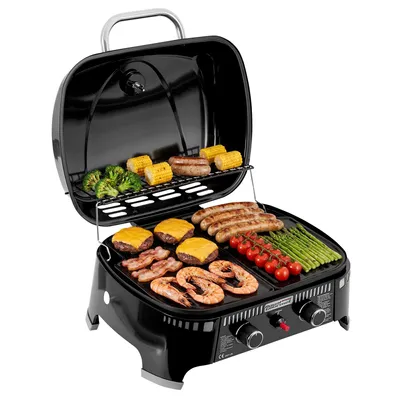 Produktbild von Royal Gourmet 2 Brenner Gasgrill, 5 kW Tischgrill kompakt Grill für Balkon, Terrasse, Garten und Camping