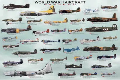 Image de Educational - Education - Poster - World War II Aircraft 2. Weltkrieg Flugzeuge + 2 St Posterleiste Holz 92 cm schwarz