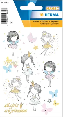 Produktbild von HERMA Glitzer-Aufkleber „Märchenprinzessin“, bunt, 22 Stück