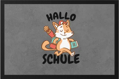 Produktbild von Hallo Schule Fußmatte Geschenkidee zur Schulstart oder Einschulung für Erstklässler Schulanfänger