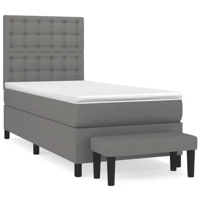 Produktbild von vidaXL Boxspringbett mit Matratze Dunkelgrau 90x200 cm Stoff