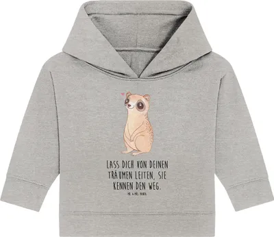 Produktbild von Mr. & Mrs. Panda Organic Baby Hoodie Plumplori Glücklich 12. - 18. Monat - Heather Grey - Geschenk, Niedlich, Glück, Kapuzensweatshirt, Lustige Sprüche, Kapuzenshirt