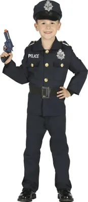Polizeiuniform Kostüm für Kinder, 4-teilig, Karneval