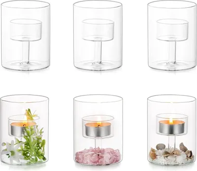 Zdjęcie produktu dla Świecznik szklany na tealight zestaw 6 do salonu na Boże Narodzenie i wesele