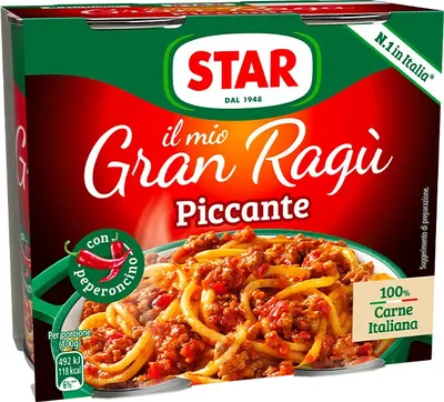 Produktbild von 12x Star Il Mio Gran Ragù Piccante Scharf Kochsauce - Pastasauce 2x180g