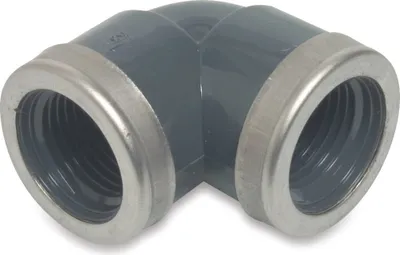 Produktbild von Profec Winkel verstärkt 90° PVC-U Innengewinde x Innengewinde 1 Zoll, 10 bar, grau