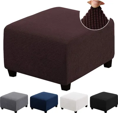 Immagine prodotto di Copri pouf elasticizzato copri poggiapiedi copri sgabello, marrone, L