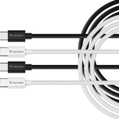 Produktbild von USB-Kabel Essentials, 2Pack, USB 2.0, USB-C/USB-C TPE, 480Mbit/s, 60W PD, Stecker/Stecker, sw+we, 1,0m