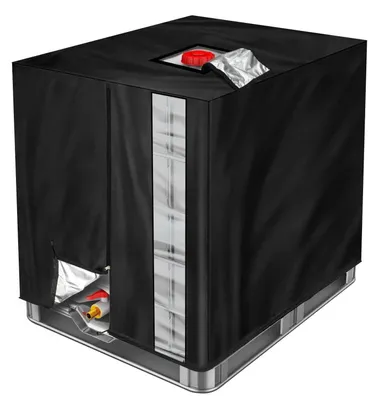 Produktbild von Abdeckung IBC Tank 1000L Schutzhülle 120x100x116cm Schwarz mit Reißverschluss und Kordelzug