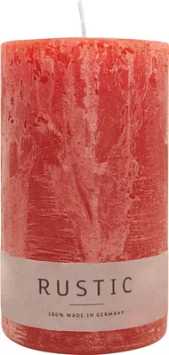 Produktbild von Stumpenkerze aus Paraffin, Rubin, Rustic, WENZEL, 140/80 mm, Brenndauer ca. 76h, selbstverlöschend