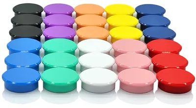 Produktbild von Magnete – Starke Mini-Rundmagnete – Für Whiteboard, Magnetwand & Kühlschrank – 30 Stück – 10 Farben