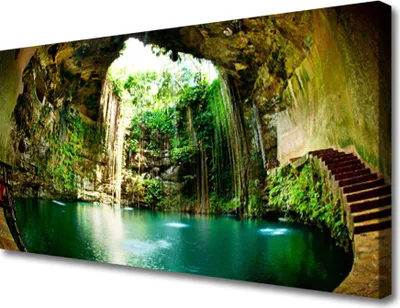 Produktbild von Tulup Leinwand-Bilder 100x50 Wandbild Canvas Kunstdruck Wasserfall Landschaft