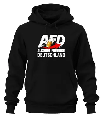 Produktbild von AFD Alkohol Freunde Deutschland Bier Statement Sarkasmus Hoodie Kapuzenpullover, Schwarz, M