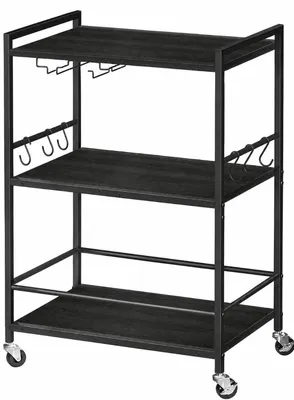 Produktbild von Hoppa! | Servierwagen | Schwarz – Metall und Holz – 60x33x83 cm
