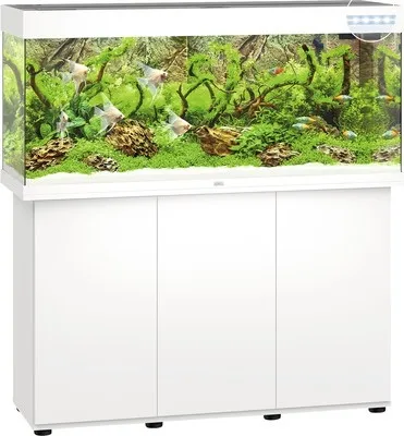Produktbild von Aquariumkombination JUWEL Rio 240 SBX mit LED-Beleuchtung, Heizer, Filter und Unterschrank weiß