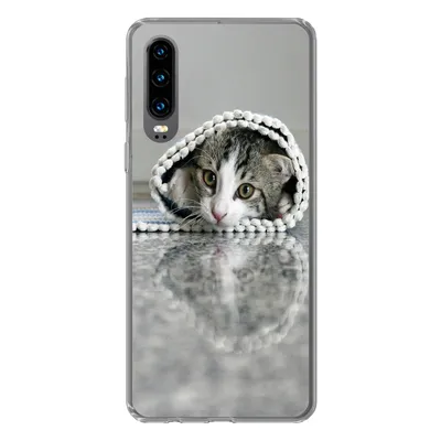 Produktbild von MuchoWow® Handyhülle Schutzhülle Hülle für Huawei P30 Katze - Teppich - Boden Silikon Softcase Handy Hülle - Kartenbesitzer