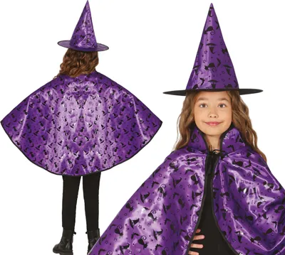 Produktbild von Hexe Halloween Kostüm Set Zauberhaft Mystisches Cape Hut, Farbe: Schwarz