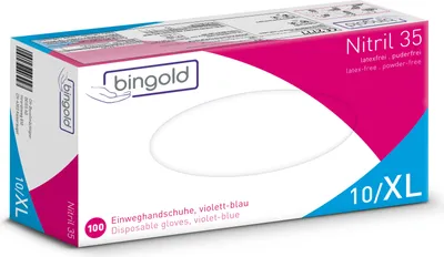 Produktbild von BINGOLD Einweghandschuh Nitril 35 602103 XL vi 100St