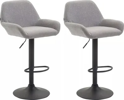 Obrázek produktu pro In And OutdoorMatch barová židle Sabryna - šedá/černá - moderní design - sada 2 kusů - opěradlo - podnožka - do kuchyně a baru - čalouněný sedák