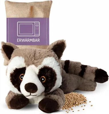 Produktbild von Habibi Plush Premium Wärmetier Waschbär herausnehmbares Körnerkissen Wärmekissen