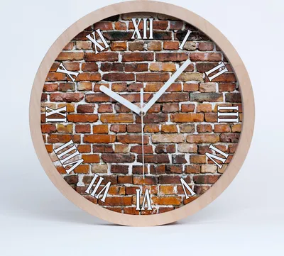 Produktbild von Holzuhr 25fi cm wanduhr - weiße Spitzen - Ziegelwand