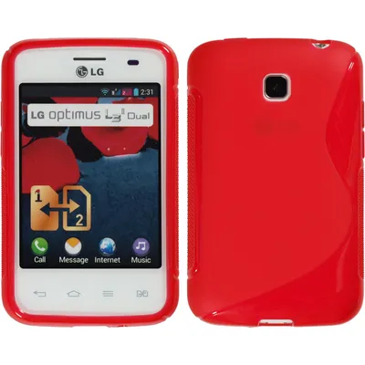 Produktbild von PhoneNatic Case kompatibel mit LG Optimus L3 II Dual - rot Silikon Hülle S-Style + 2 Schutzfolien