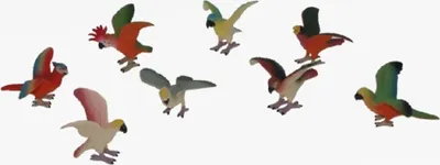 Produktbild von Papageien 8erSet 7cm, Spieltiere Vogel Vögel Aras Tier Tiere Widltiere Figuren Figur