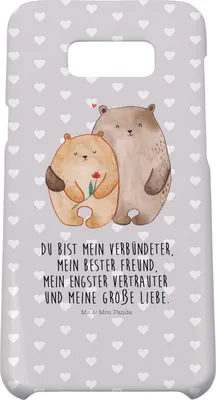 Produktbild von Mr. & Mrs. Panda Samsung Galaxy S8 plus Handyhülle  Bären Liebe - Grau Pastell - Geschenk, Freund, Partner, Blume, Freundin, Verknallt, Hülle, Handy, Kuscheln, Cover